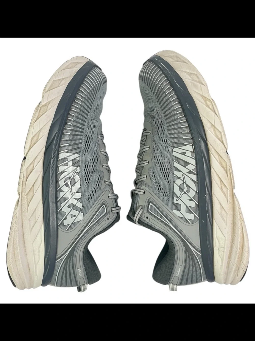 13EE Wide HOKA Bondi 7 Running Trainers/Shoes Gray 1110530 WDDS